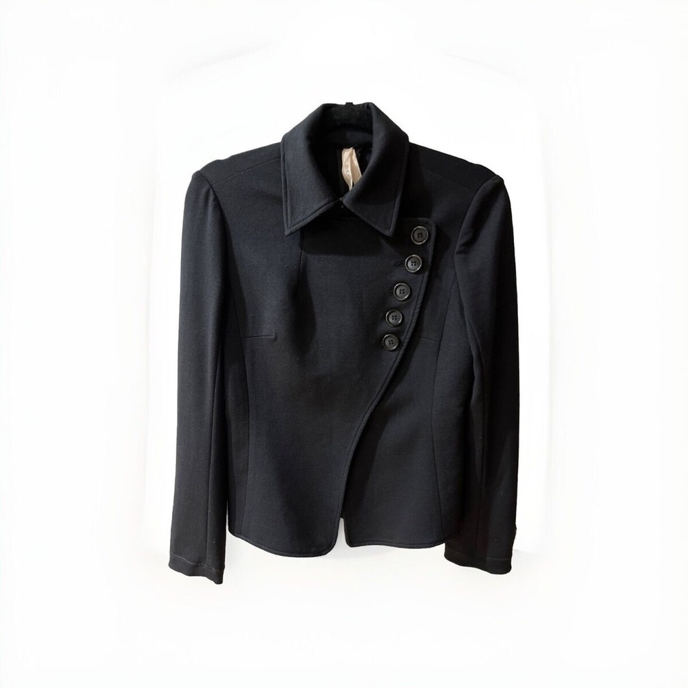 Bailey/44 Women’s Black Button Up Wrap Knit Blazer Medium Rayon Nylon Spandex
